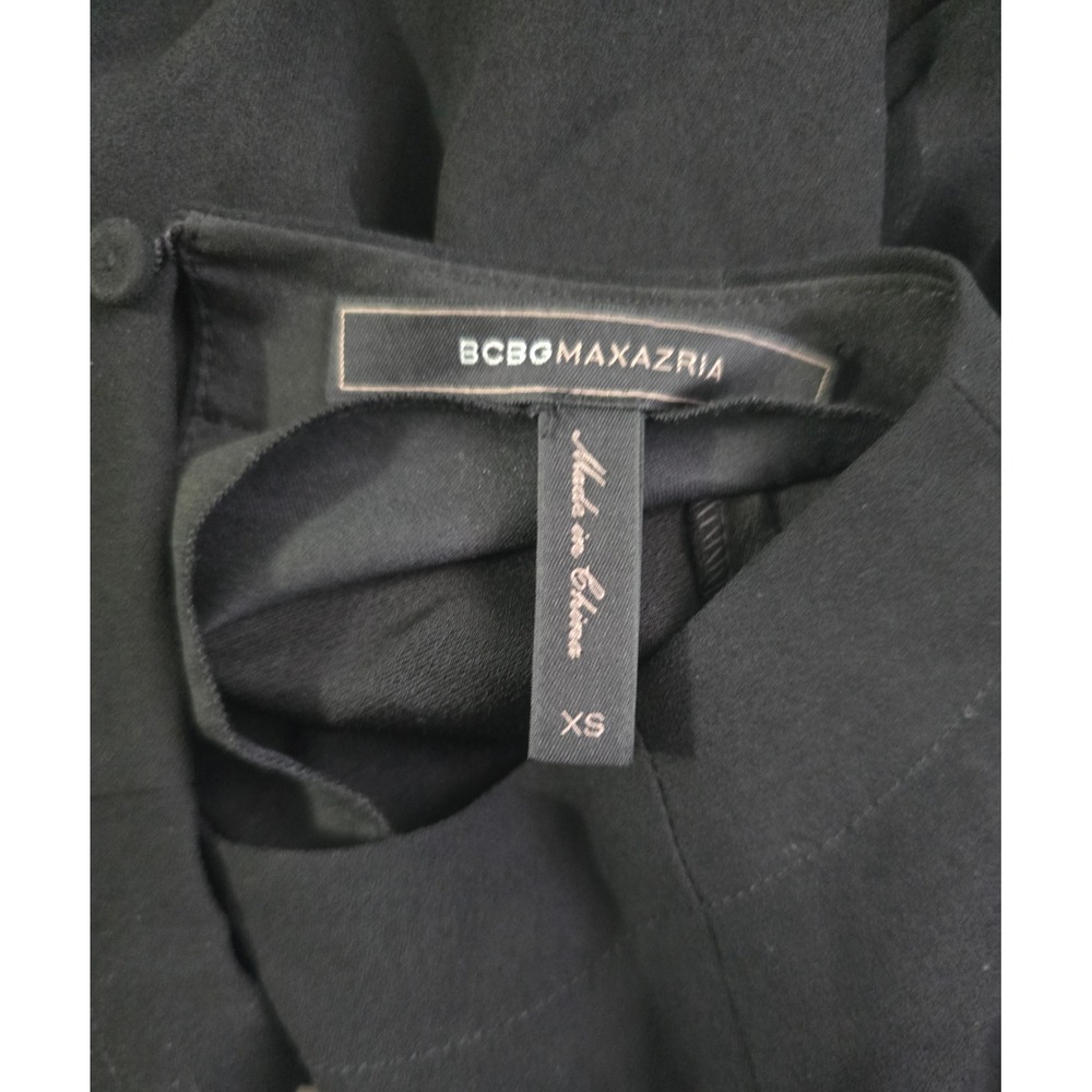 BCBGMAXAZRIA Black Grommet Tie Sleeve Blouse Crew Neck Top XS - Picture 15 of 16